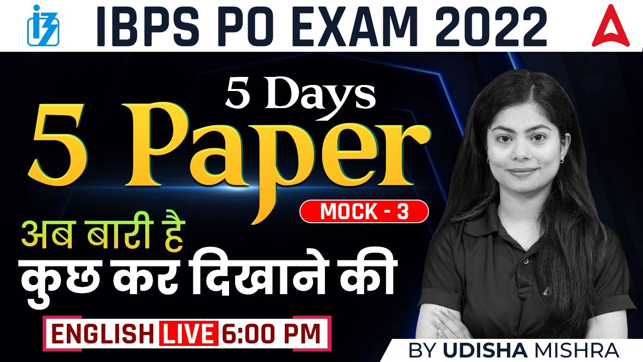 Crack IBPS PO in 2022 | IBPS PO English | Udisha Mishra | Mock #3