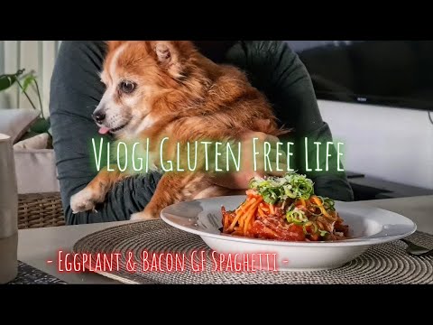 【Vlog】Gluten free Eggplant ＆ Bacon Spaghetti/Home cooking