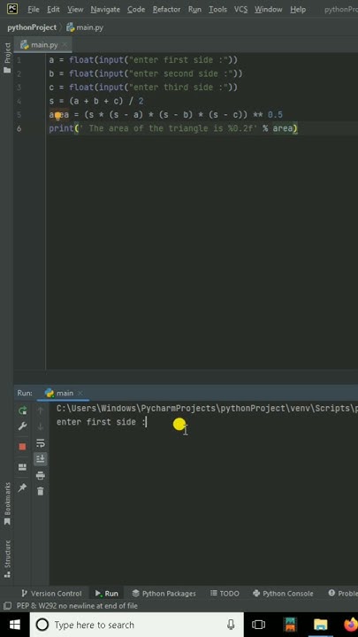 Area Of a Triangle Using Python #shorts - YouTube
