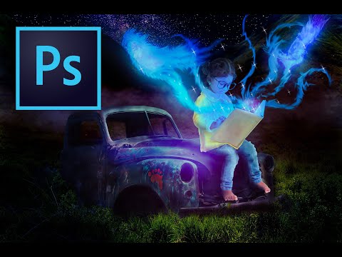 ფოტო მანიპულაცია - photo manipulation (little girl with magic book)