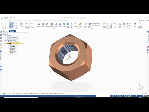 #87 Solid edge tutorial - create hex nut in solid edge | hex nut 3d model in solid edge st10