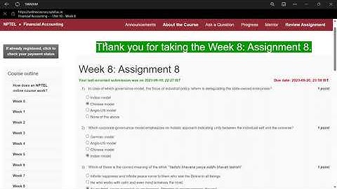 Financial Accounting Week 8 Assignment 8 NPTEL 2023
