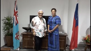 The Prime Minister of Samoa, Hon. Fiamē Naomi Mataʻafa arrives at Nadi International Airport