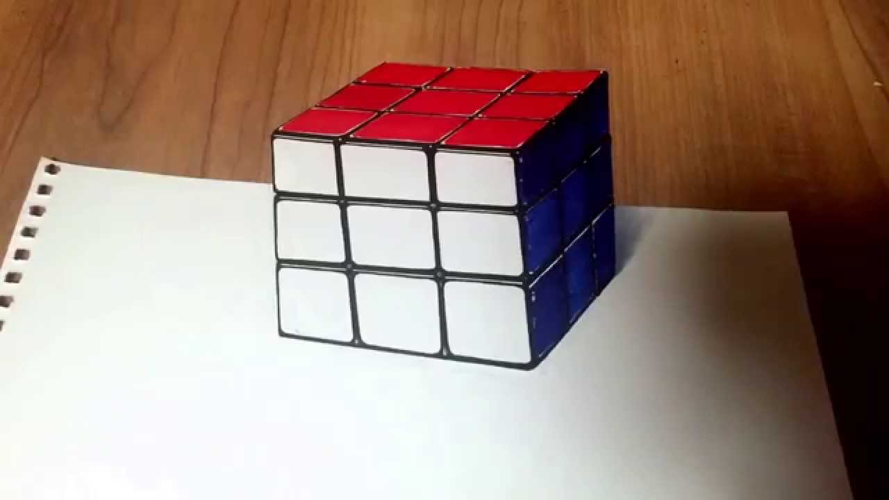 Drawing 3d Trick Rubik S Cube Art ルービックキューブ 立体3dアート Youtube