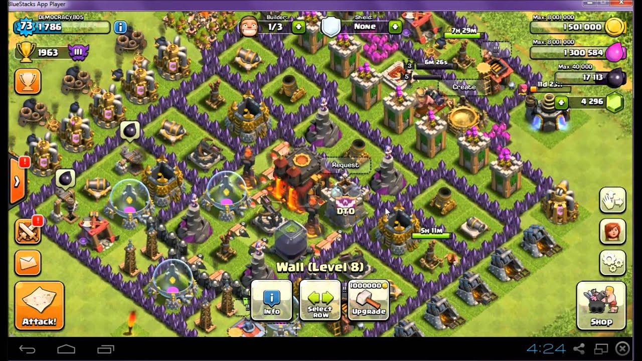 Clash of Clans buying level 8 walls with 50 worth of gems YouTube