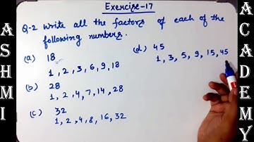 Factors and Multiple || Class 5 Exercise - 17 Easy solutions || RS Aggarwal || ASHMI ACADEMY ||