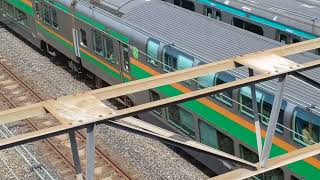 JR東日本E233系3000番台宮ヤマU627編成+横コツE-71編成混結編成1559E上野東京ライン・東海道線直通上野経由普通平塚行き下御隠殿橋通過