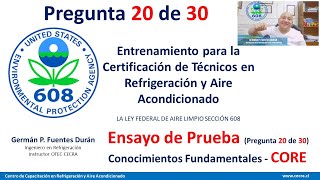 EPA 608_CORE Certification Test Essay Questions 20 of 30