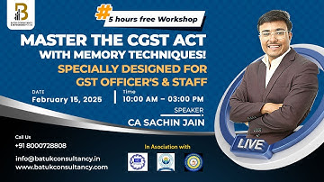 Master the CGST Act with Memory Techniques! - A Free Workshop by CA. Sachin Jain