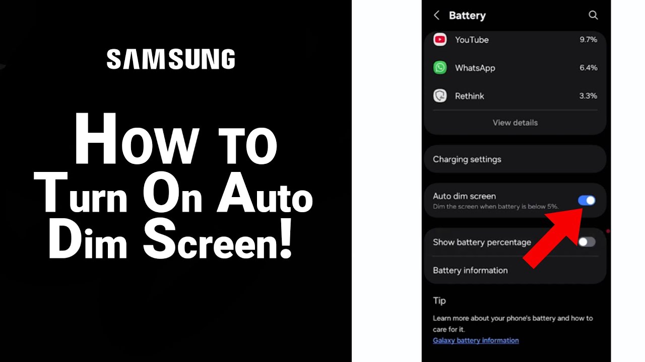 How to Turn On Auto Dim Screen on Samsung [NEW] - YouTube
