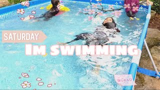 Lala at grandma swimming pool (weekend vlogs)💖 Resimi