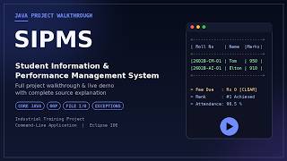 SIPMS – Student Information & Performance Management System | Java CLI Project Explained