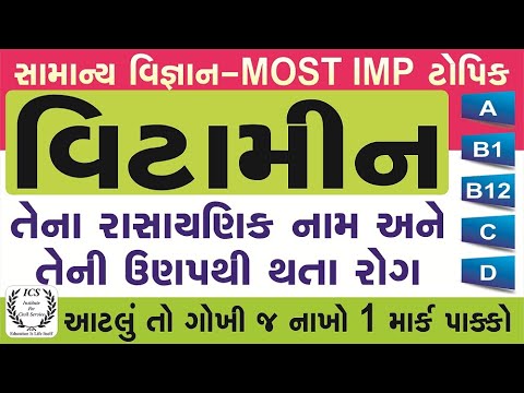 વિટામિન અને રોગ | Vitamin in Gujarati | Vitamin Lecture in Gujarati | Vitamin A,B1,B2,B5,B12,C,D,E,K