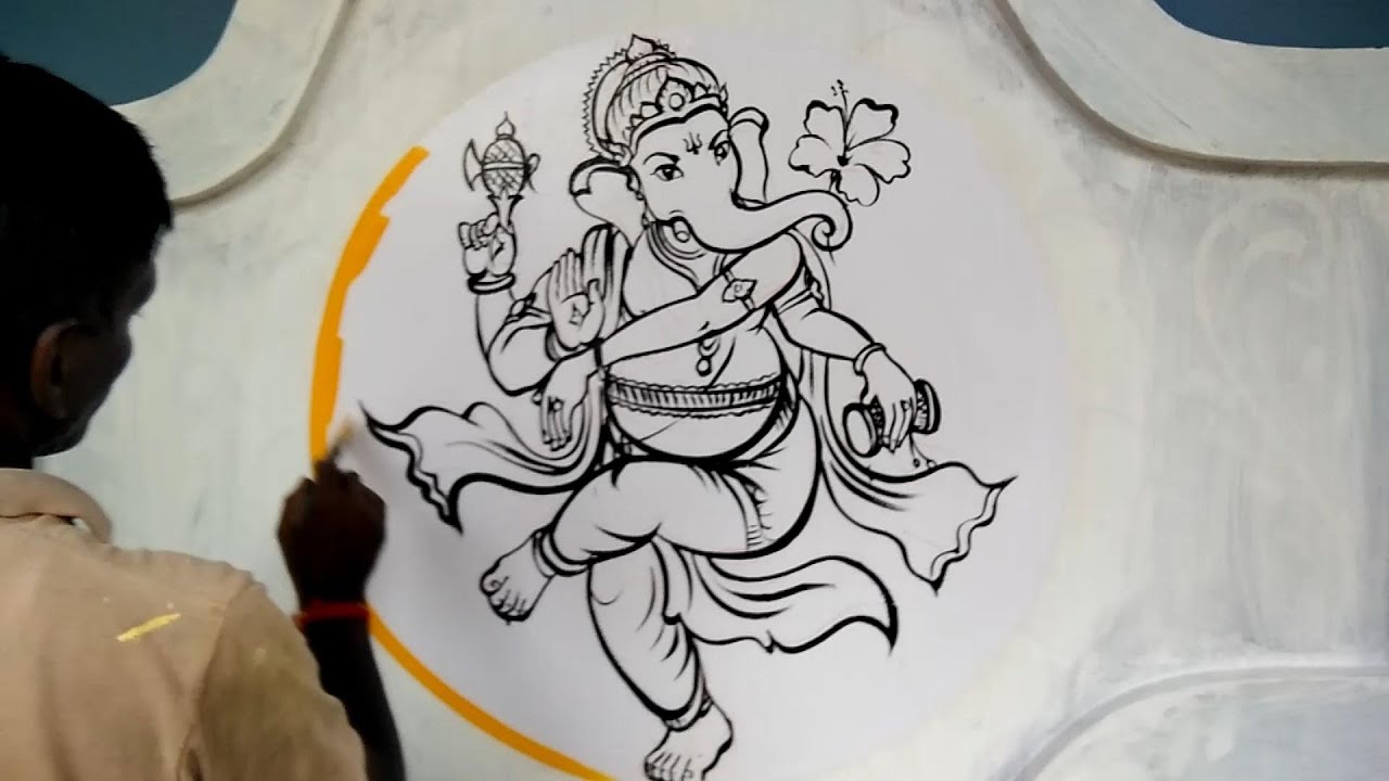 Dance #vinayagar #drawing Temple wall Decor Painting ...