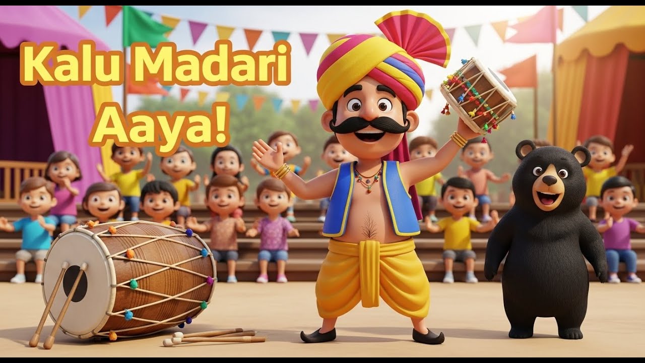 "Kalu Madari Aaya | Kala Bhalu Ka Tamasha | Urdu Kids Cartoon Rhyme | Funny Bear Story for Children"