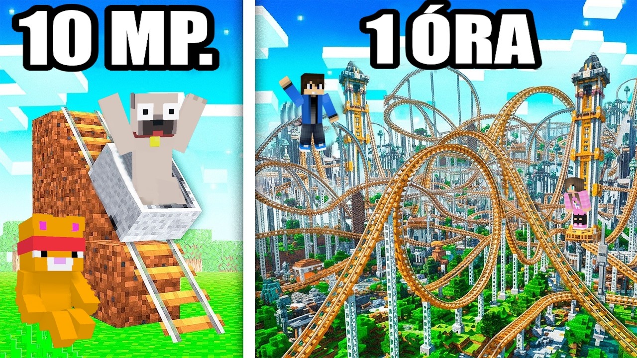 10 MÁSODPERC vs 1 ÓRA VIDÁMPARK ÉPITŐ KIHIVÁS A MINECRAFTBAN!
