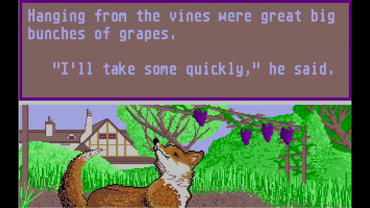 ATARI ST THE FOX AND THE GRAPES STORY Aesop's Fables Demas, William Hewitt, Joseph Unicorn Software