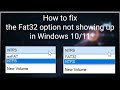 How To Fix The FAT32 Option Not Showing Up In Windows 10 11 mp3