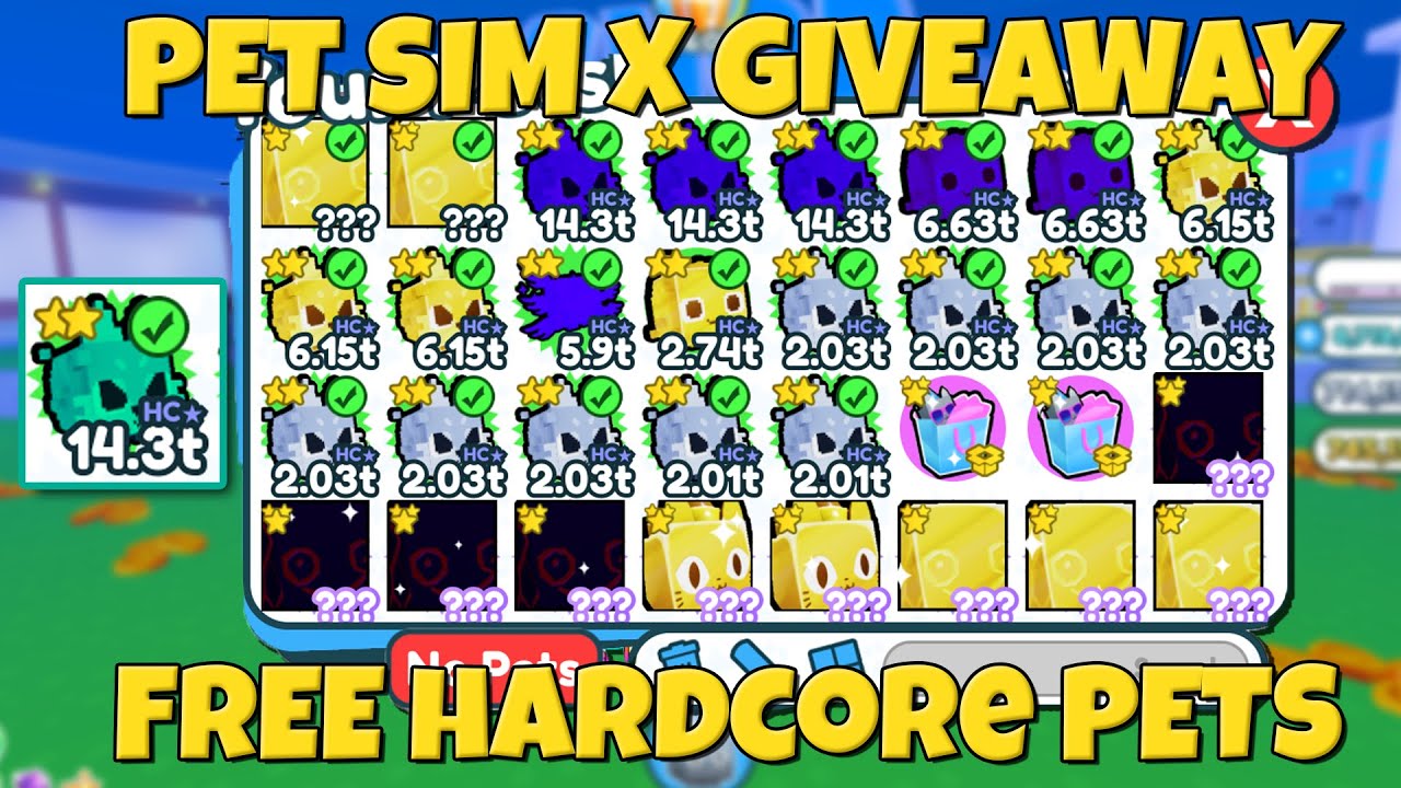 🔴LIVE! PET SIM X FREE HARDCORE PET & GEMS💎 EXCLUSIVE GIVEAWAY YouTube