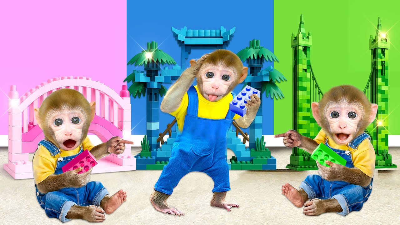 Monito Bebé Amor se convierte en un superhéroe y construye un puente de LEGO - Mono Amor