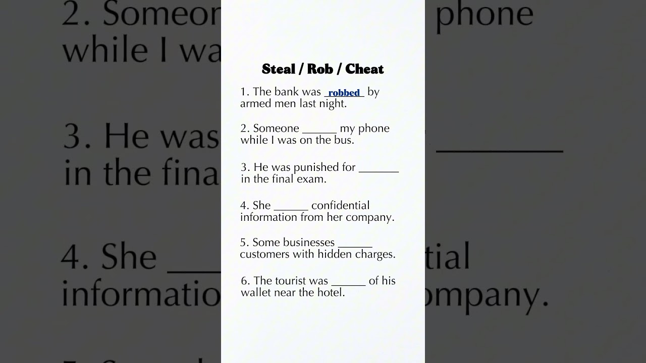 Украсть, ограбить, обмануть | Быстро выберите правильный глагол | Краткий тест по английскому язы...
