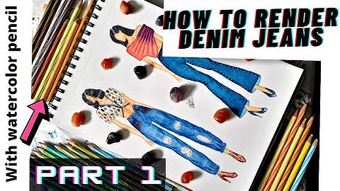 HOW TO RENDER DENIM FABRIC |JEANS | WITH PENCIL WATERCOLOR | PENCIL WATERCOLOR TECHNIQUE #fashion
