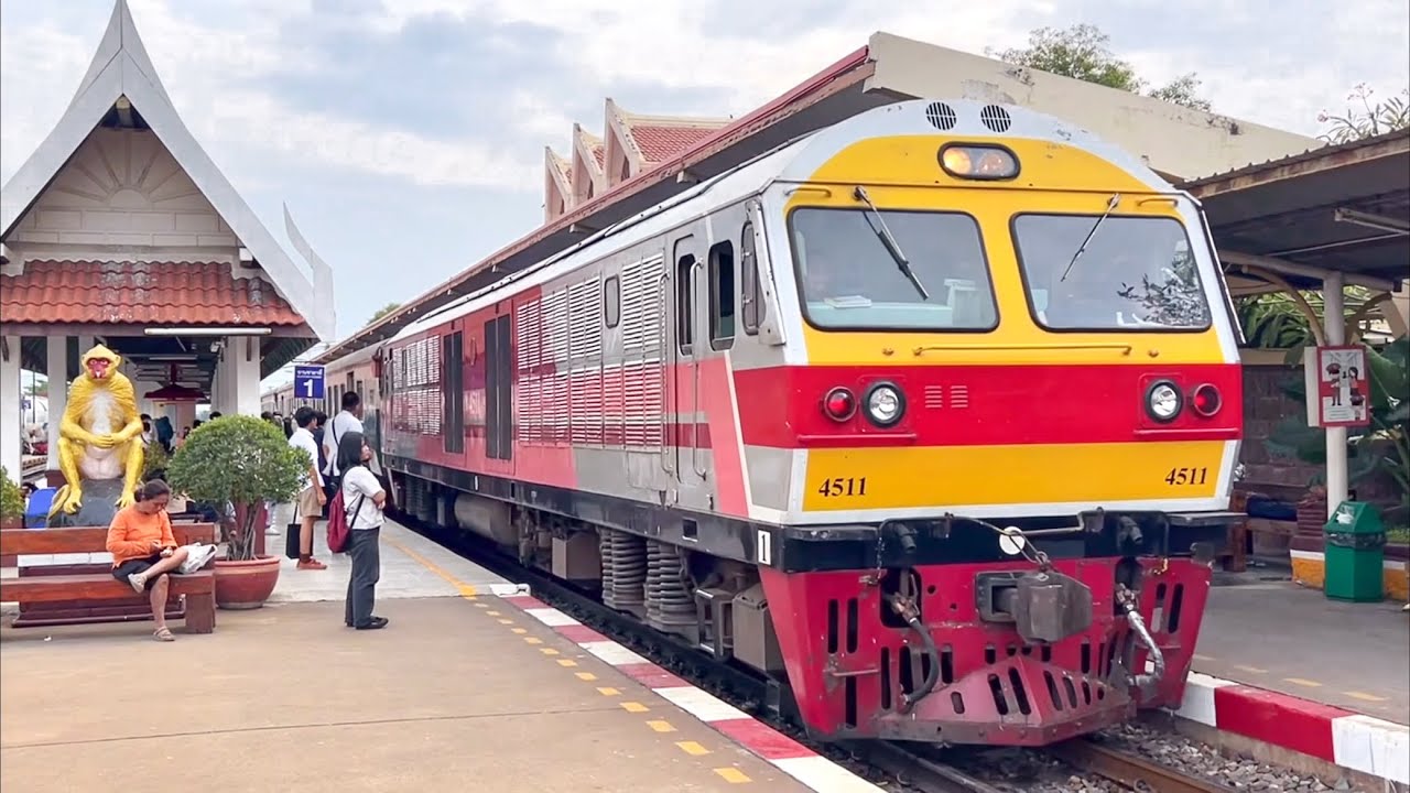 SRT. #ลิงตัวนี้นั่งตรงนี้ที่เดิมหลายปีแล้ว! สถานีลพบุรียามเย็น นักเรียนเยอะมาก!? HITACHI 4511 ทำ 109