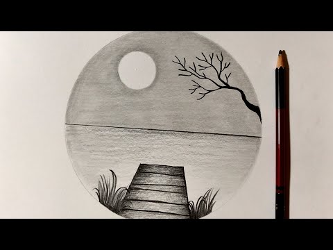 Hướng dẫn vẽ tranh phong cảnh đơn giản bằng bút chì | how to draw easy scenery