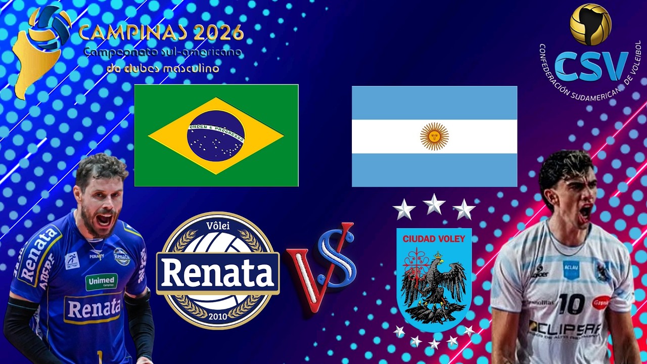 🇧🇷 Vôlei Renata vs Ciudad Vóley 🇦🇷 SemiFinal Sudamericano de Clubes Voleibol 2026 1