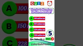 How Far is Mars from the Sun? | Fun Space Quiz MCQ #funquiz #solarsystem #shorts #planets #viral