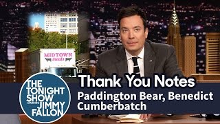 Thank You Notes: Paddington Bear, Benedict Cumberbatch