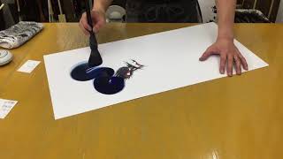 One stroke dragon painting : the body of a blue dragon