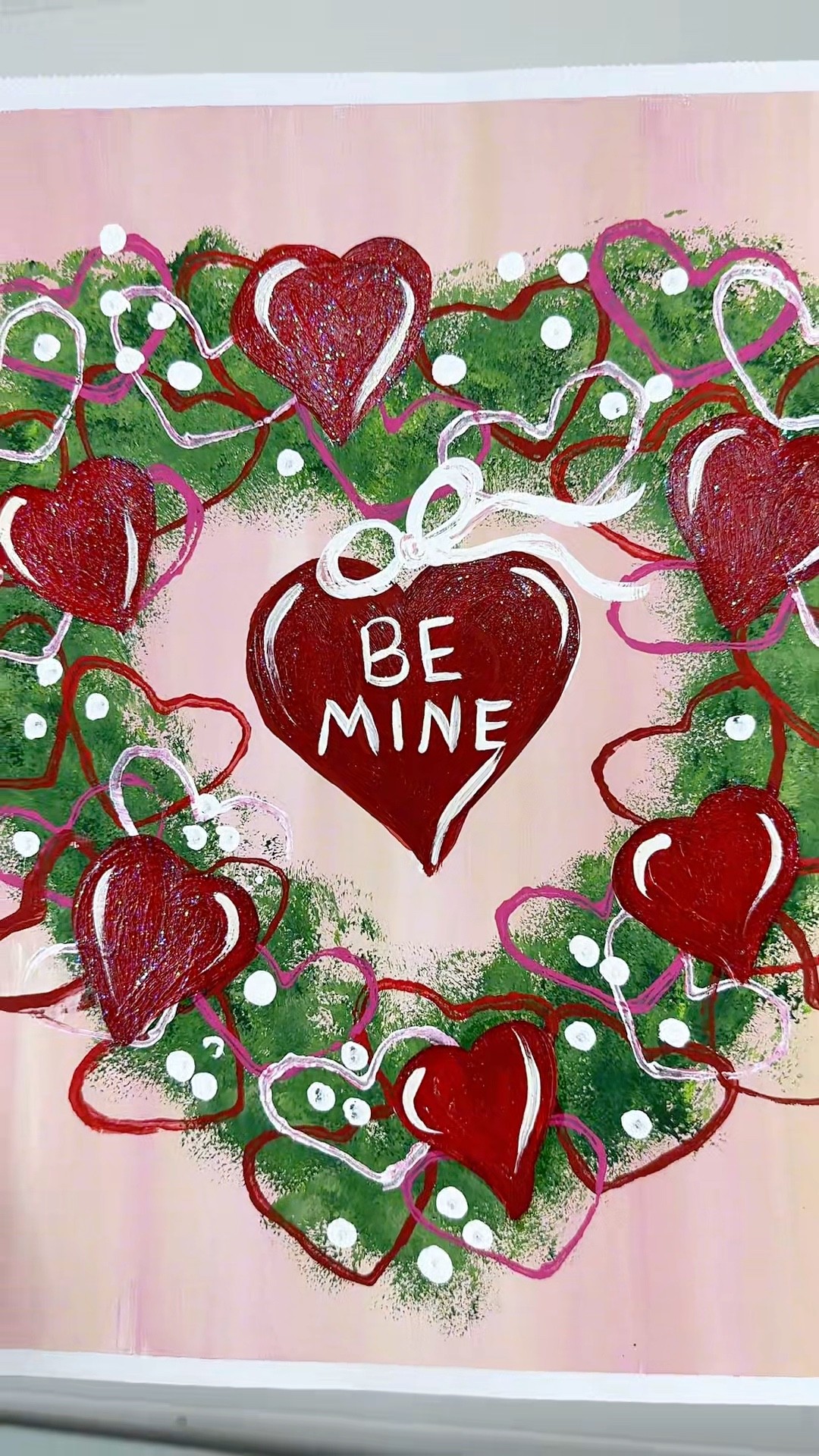 自作絵画　Valentine Easy Valentine heart painting tutorial for beginners