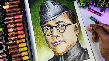 DRAW WITH ME, NETAJI SUBHASH CHANDRA BOSE 🔥 WITH OIL PASTEL 🔥