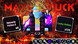 USING *MAX LUCK* WITH 4 HEAVENLY 2 POTIONS ON SOLS RNG… IN HELL BIOME‼️
