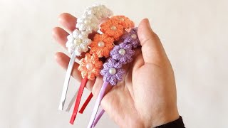 طوق ورد للبنات كروشية/توك شعر للبنات للعيد how to crochet hair band with flowers