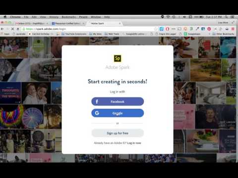 Creating an account with Adobe Spark