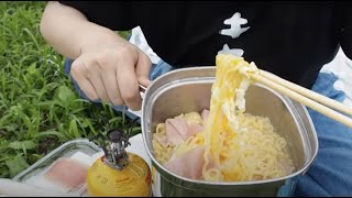 【ラーツー】温玉乗せ塩ラーメン食べてお昼寝してる平和な動画【バイク女子】