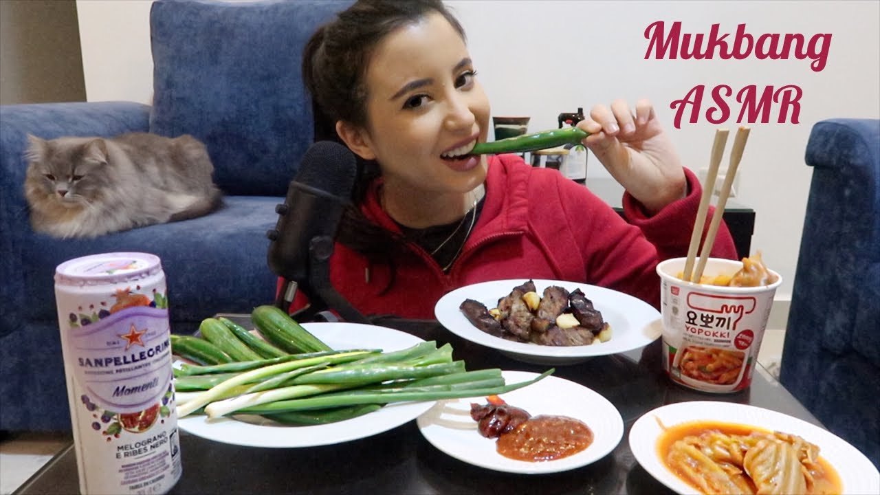 ASMR || Korean SPICY Food Tteokbokki, Steak, Dumplings with Kimchi 먹방