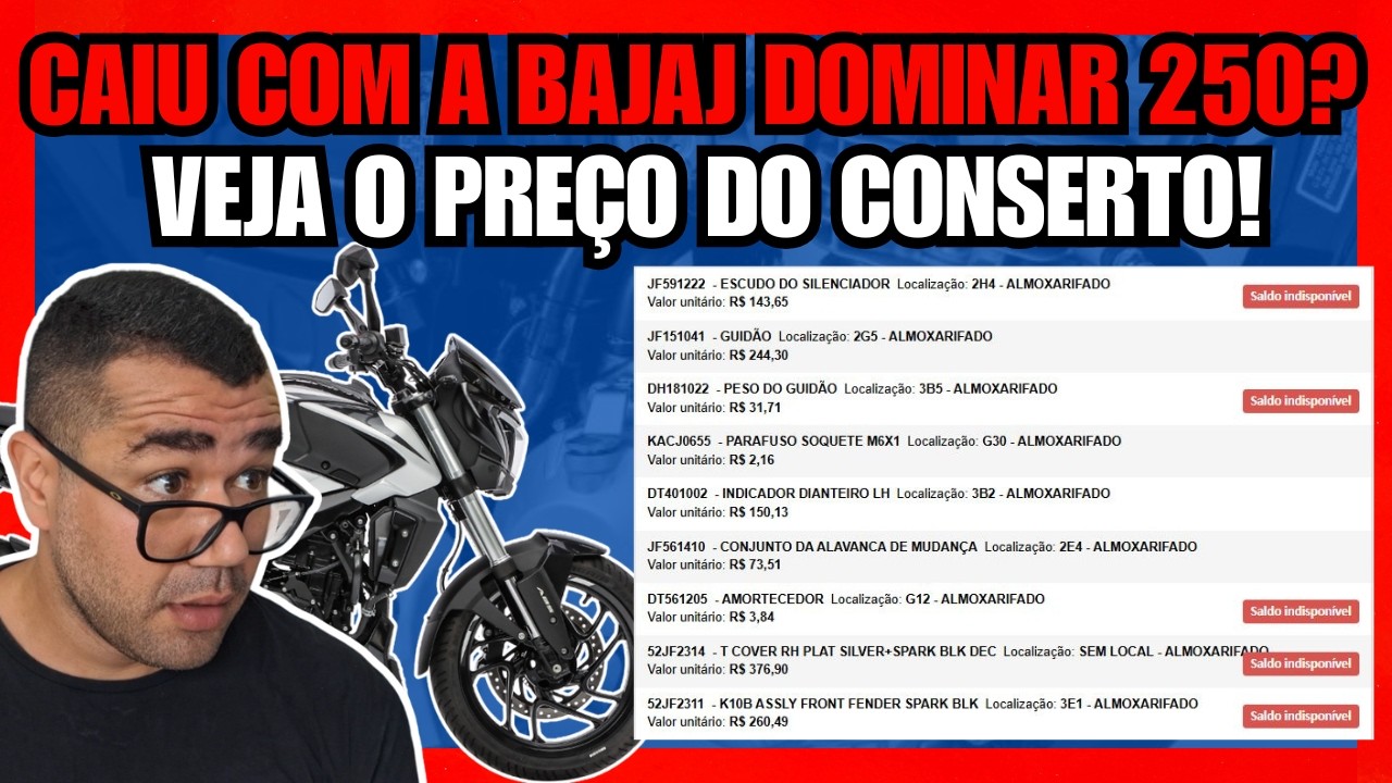 BAJAJ DOMINAR 250 CAIU OU BATEU? DESCUBRA QUANTO CUSTA ARRUMAR E SE VALE A PENA!