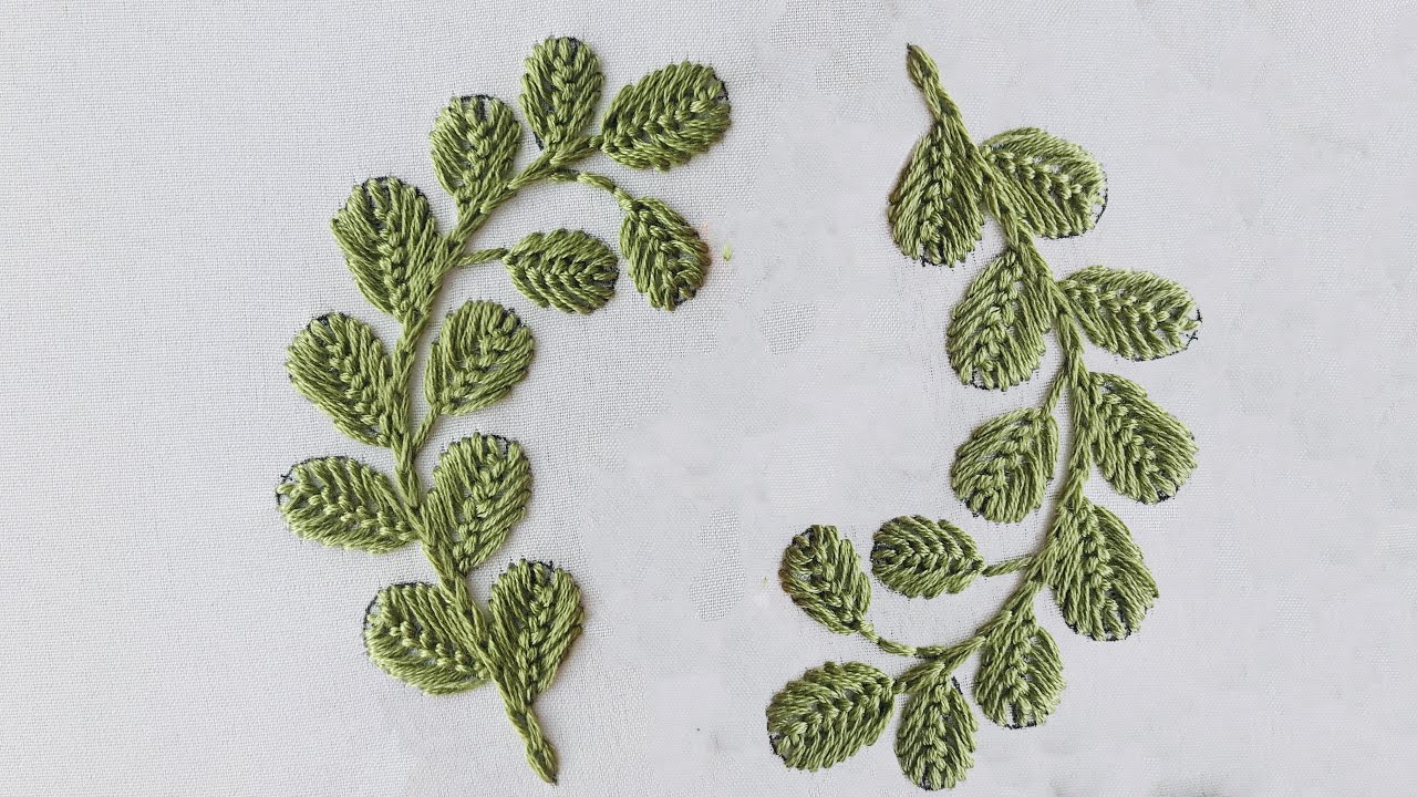 Hand Embroidery: Leaf Embroidery - Embroidery For Towel - Sofa Cushion Embroidery