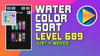 Water Color Sort Level 689 Walkthrough [11 Moves!]