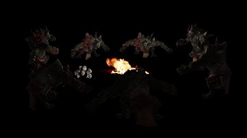 Fuse, Mixamo, C4D, Element 3D Test (Monsters at the camp fire)