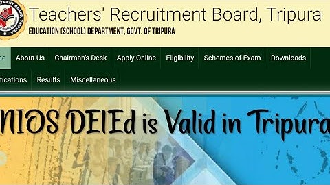 NIOS DElEd-certificaat is nu geldig in Tripura l TRBT versus NIOS DElEd l TRBT-nieuwsupdate l SMD...