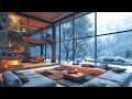 Relaxing instrumental jazz music  winter jazz at cozy living room ambience with snowfall fireplace