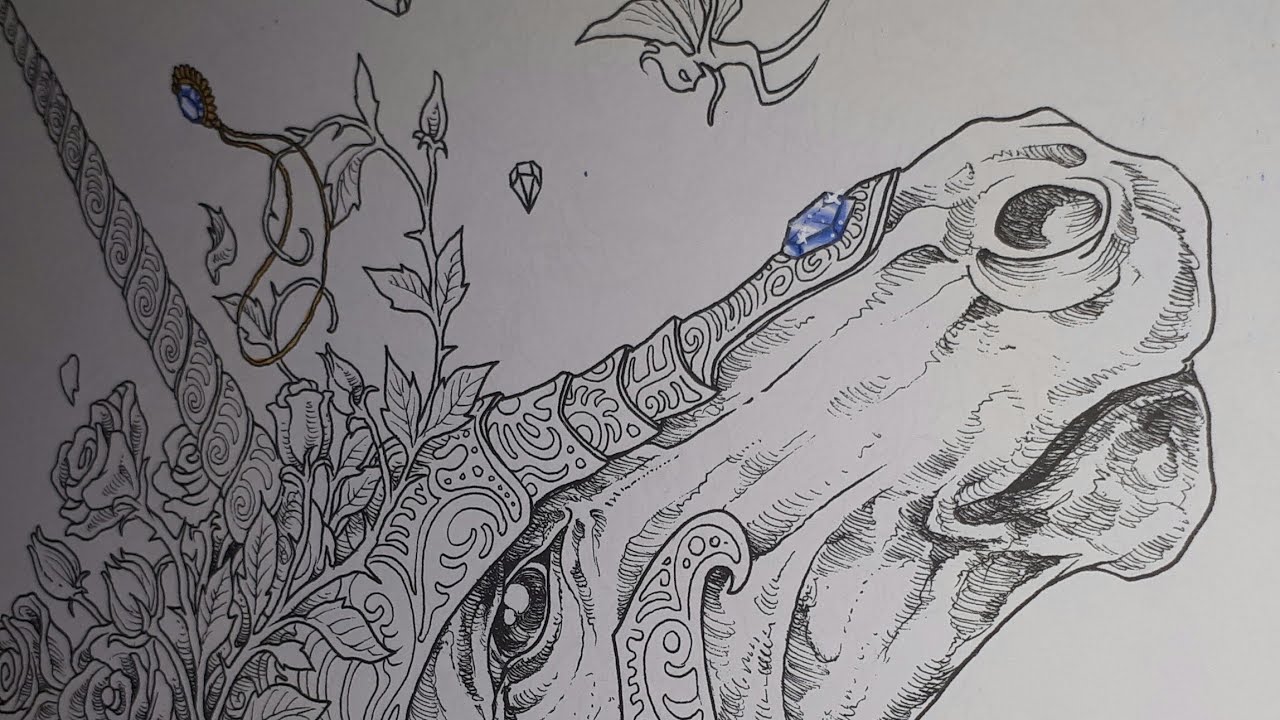 Coloriage Mythomorphia Marabout la licorne et ses diamants