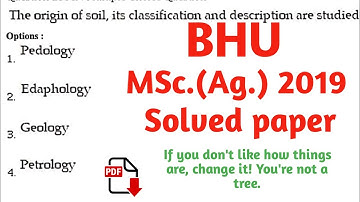 BHU MSc AG 2019 solved paper