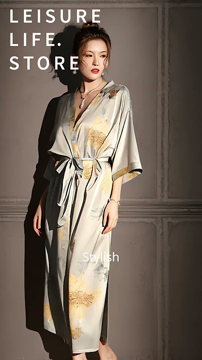 High End Feel | Plus Size Women’s Satin Ice Silk Nightgown #LuxurySleepwear # #IceSilk #RetroStyle