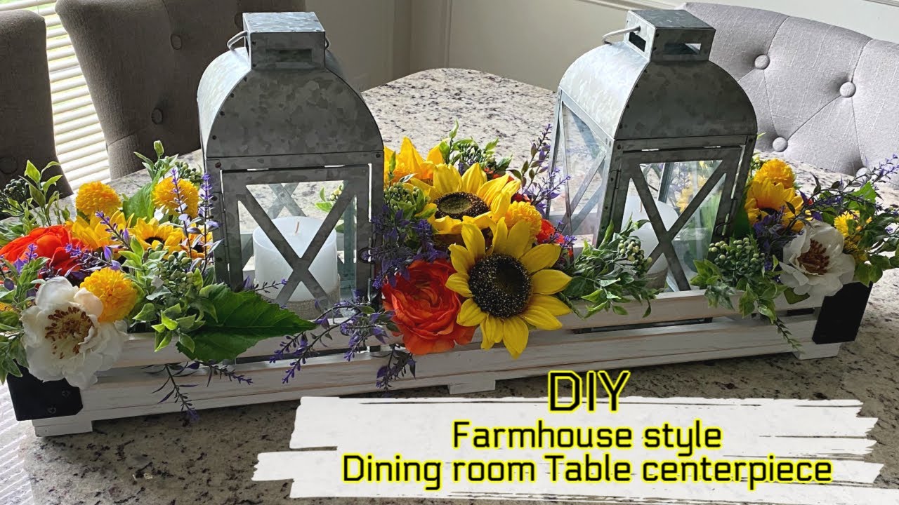 DIY Farmhouse style dining room centerpiece idea /DIYCentro de mesa