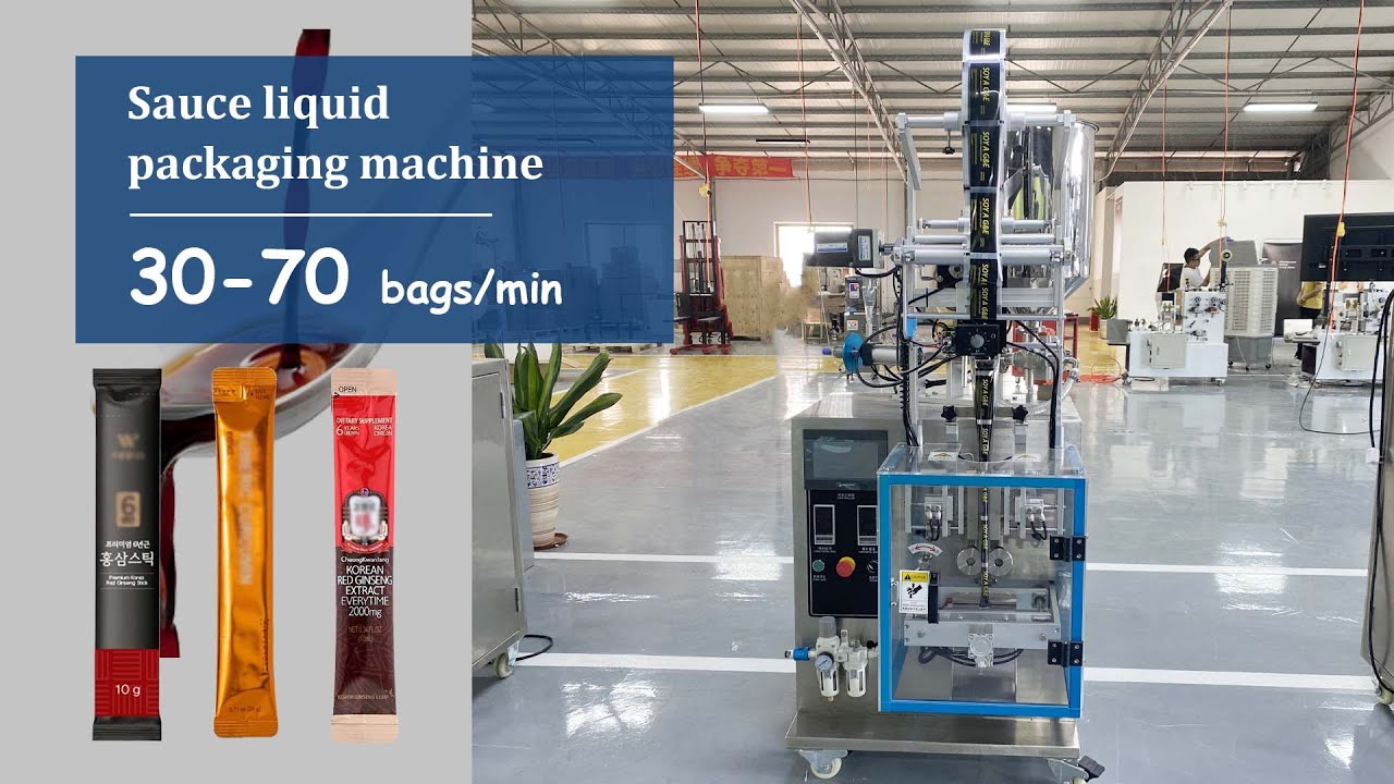Automatic sauce liquid Back sealing Bag Packing Machine - YouTube
